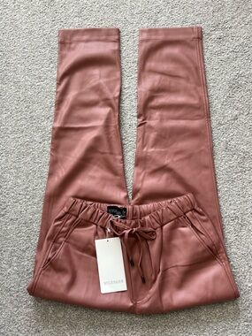 NWT Wildfang Womans Faux Leather Pants Mauvey Brown Size Small